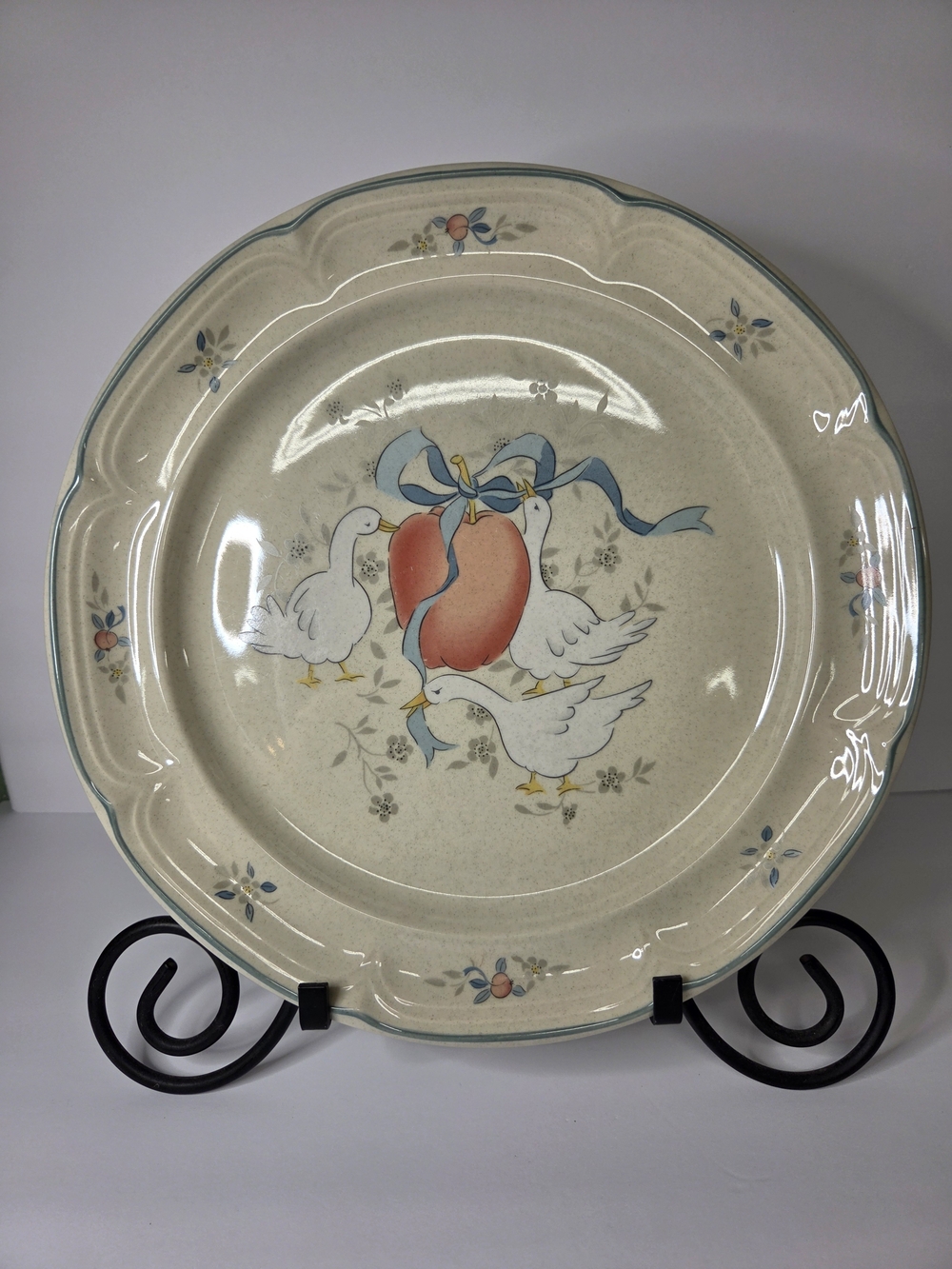 Vintage International China Marmalade Goose Apple & Blue Ribbon Serving Platter